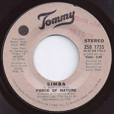 Force Of Nature (4) : Simba / A Little Bit Of Something (7")