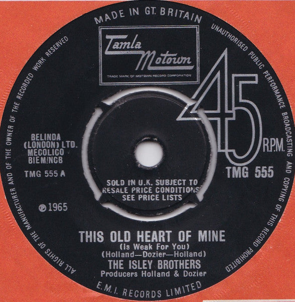 The Isley Brothers : This Old Heart Of Mine (Is Weak For You) (7", Single, Mono, 4-P)