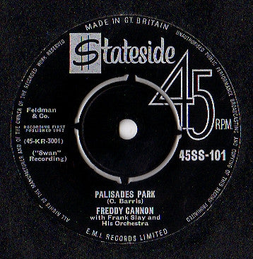 Freddy Cannon With Frank Slay And His Orchestra : Palisades Park (7", Single)