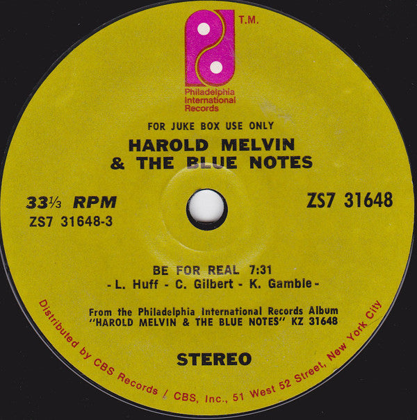 Harold Melvin And The Blue Notes : Harold Melvin & The Bluenotes (7", Jukebox, Styrene)