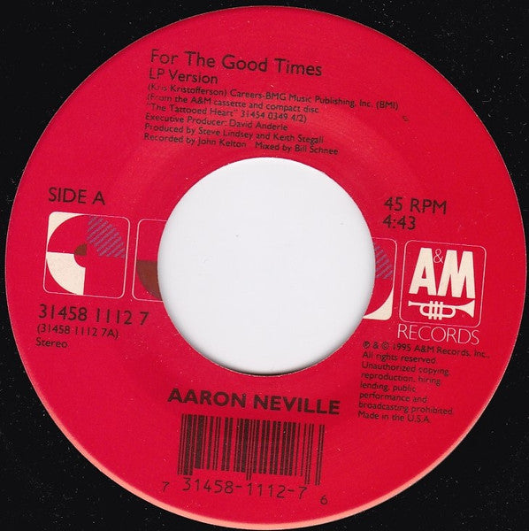 Aaron Neville : For The Good Times (7")