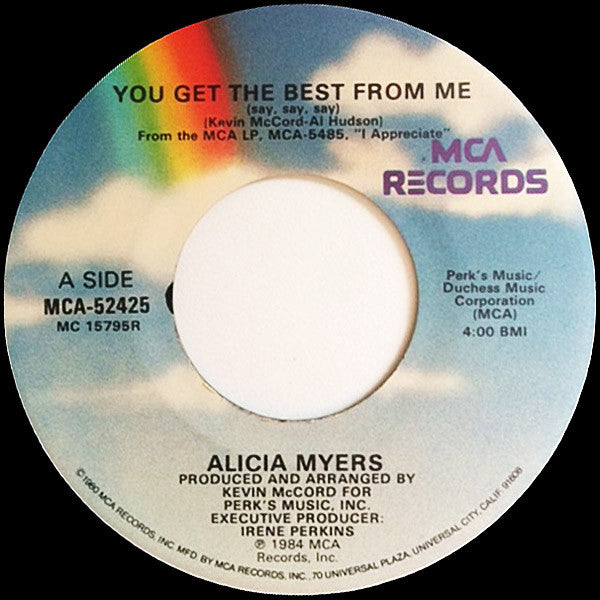 Alicia Myers : You Get The Best From Me (Say, Say, Say) (7", Single, Glo)