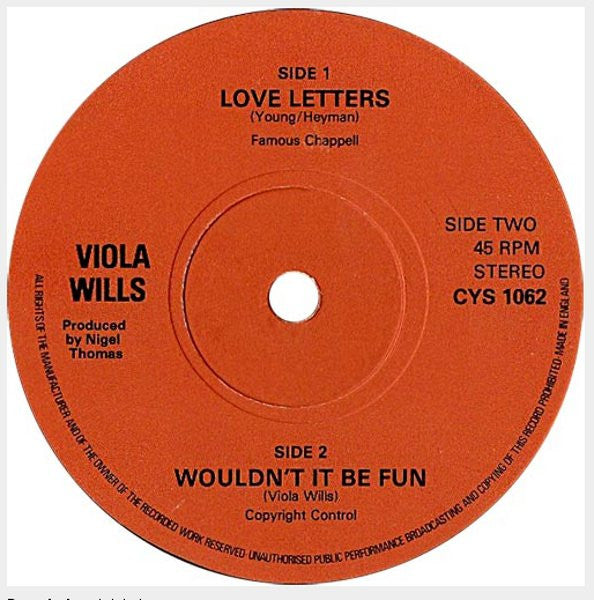 Viola Wills : Love Letters (7")