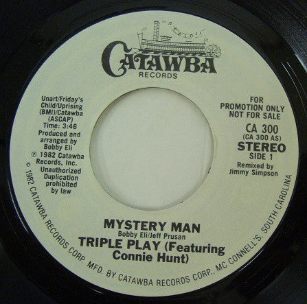 Triple Play (2) Featuring Connie Hunt : Mystery Man (7", Single, Promo)