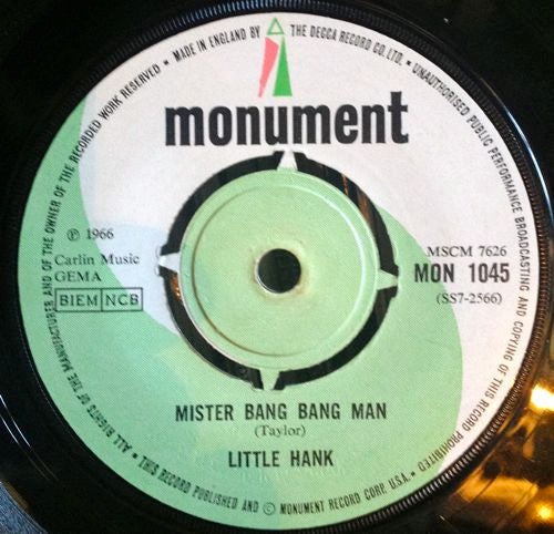 Little Hank : Mister Bang Bang Man (7", RE, Pus)