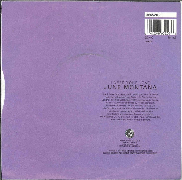 June Montana : I Need Your Love (7")