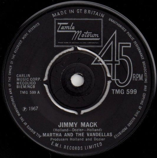 Martha And The Vandellas* : Jimmy Mack (7", Single, RE)