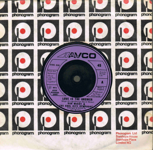 Van McCoy & The Soul City Symphony : Love Is The Answer (7", Sol)