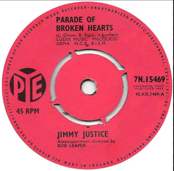 Jimmy Justice : Parade Of Broken Hearts (7")