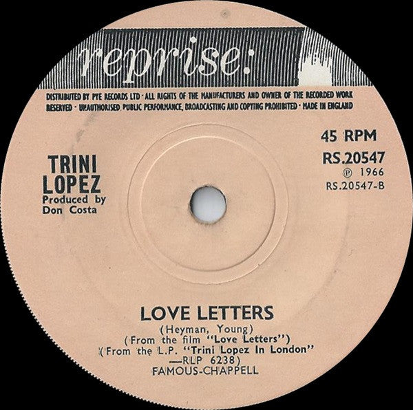 Trini Lopez : Gonna Get Along Without Ya Now (7", Single, Sol)