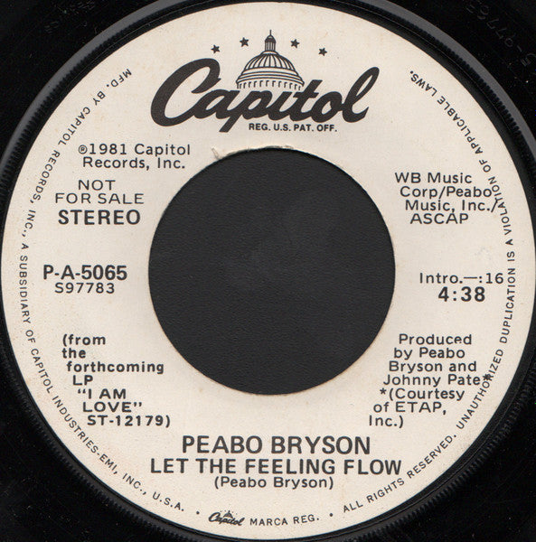 Peabo Bryson : Let The Feeling Flow (7", Promo)