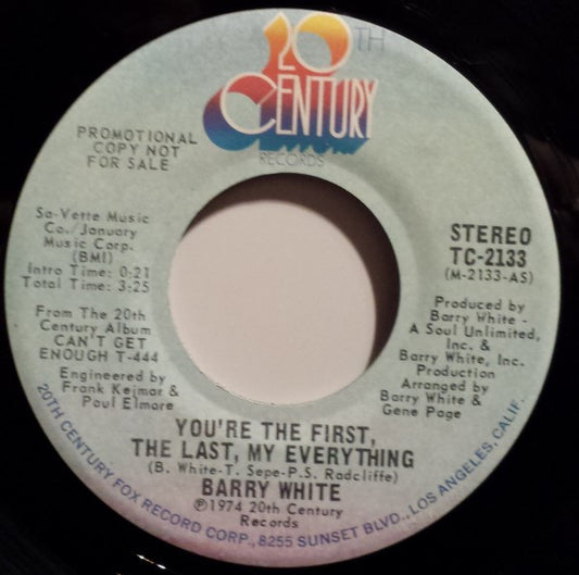 Barry White : You're The First, The Last, My Everything (7", Single, Promo)