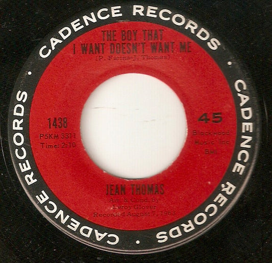 Jean Thomas (2) : The Boy That I Want Doesn't Want Me (7", Single, Mono)
