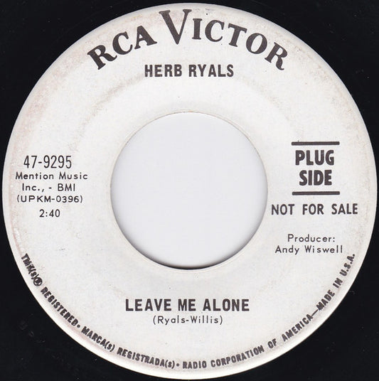 Herb Ryals : Leave Me Alone / Like The Falling Rain (7", Promo)