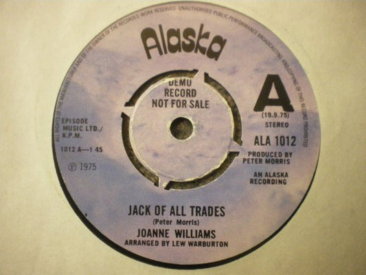 Joanne Williams : Jack Of All Trades / Can't We Get Back (7", Promo)