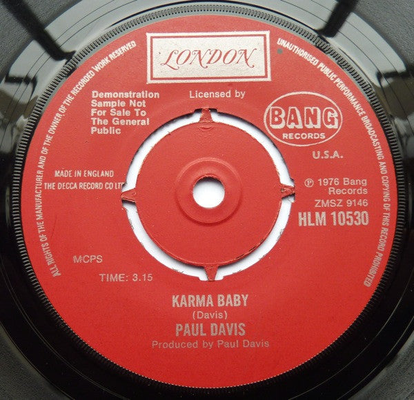 Paul Davis (3) : Thinking Of You / Karma Baby (7", Single, Promo)