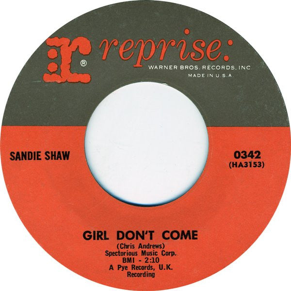 Sandie Shaw : Girl Don't Come (7", Single)