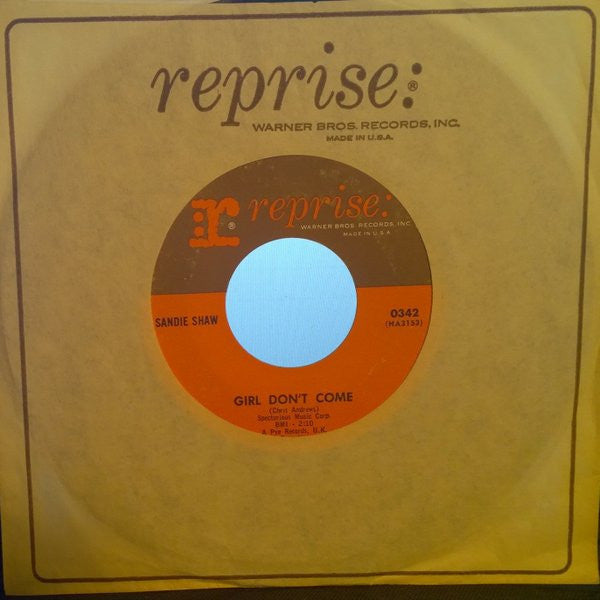 Sandie Shaw : Girl Don't Come (7", Single)