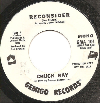 Chuck Ray : Reconsider (7", Promo)