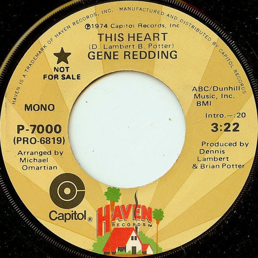 Gene Redding : This Heart (7", Promo)