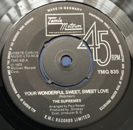 The Supremes : Your Wonderful Sweet, Sweet Love (7", Single, Kno)
