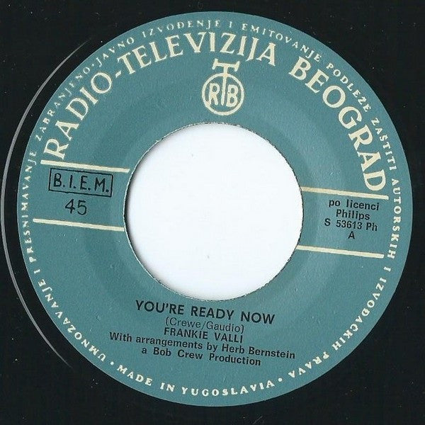 Frankie Valli : You're Ready Now / Cry For Me (7", Single)