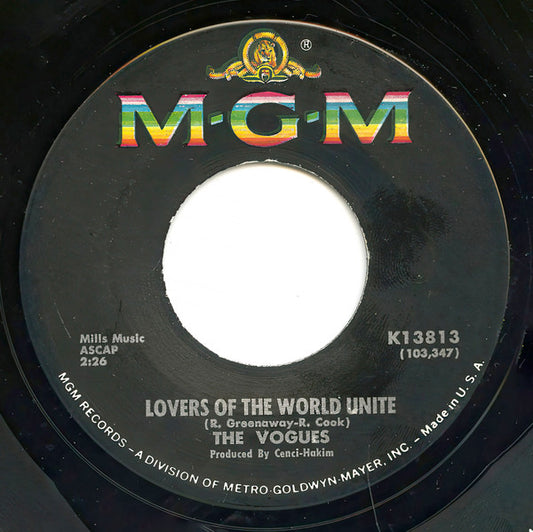 The Vogues : Lovers Of The World Unite (7", Single)