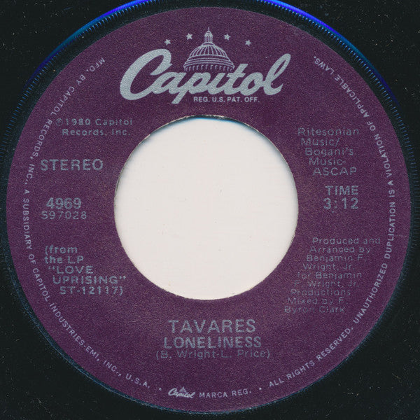 Tavares : Break Down For Love / Loneliness (7", Single)