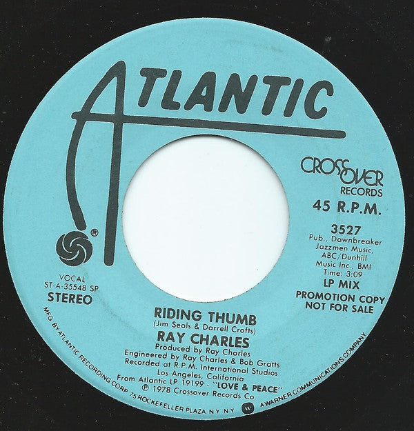 Ray Charles : Riding Thumb (7", Promo)