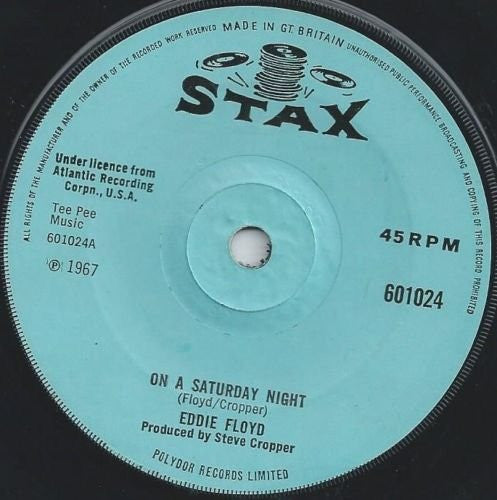 Eddie Floyd : On A Saturday Night (7", Single, Sol)