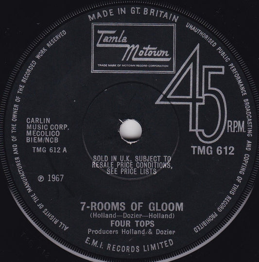 Four Tops : 7-Rooms Of Gloom (7", Sol)