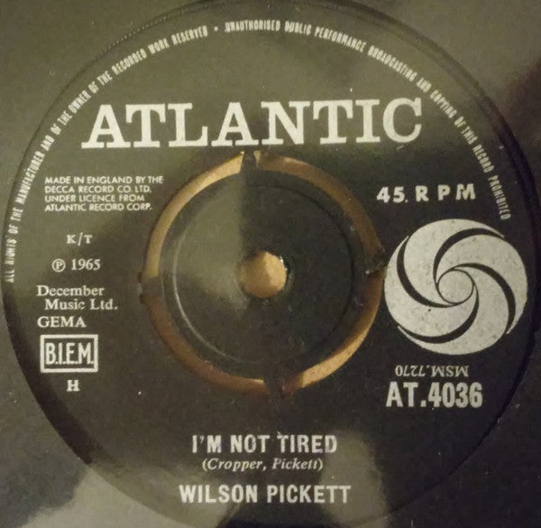 Wilson Pickett : In The Midnight Hour / I'm Not Tired (7", Single)