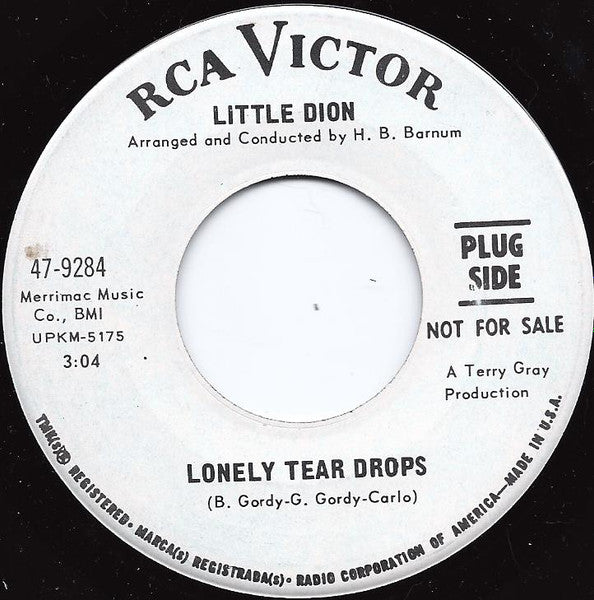 Little Dion : Lonely Tear Drops / Ten Feet Tall (7", Single, Promo)