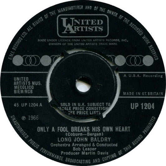 Long John Baldry : Only A Fool Breaks His Own Heart (7", Single)