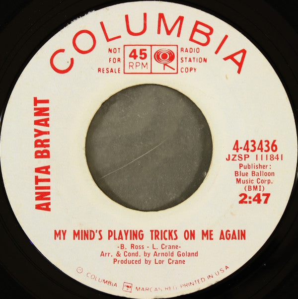 Anita Bryant : My Minds Playing Tricks On Me Again / Just Say Auf Wiedersehn (7", Single, Mono, Promo, Styrene)