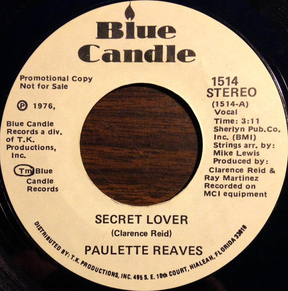 Paulette Reaves : Secret Lover (7", Promo)