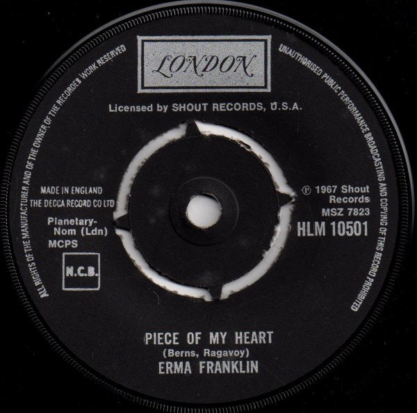 Erma Franklin : Piece Of My Heart (7", Single, RE)