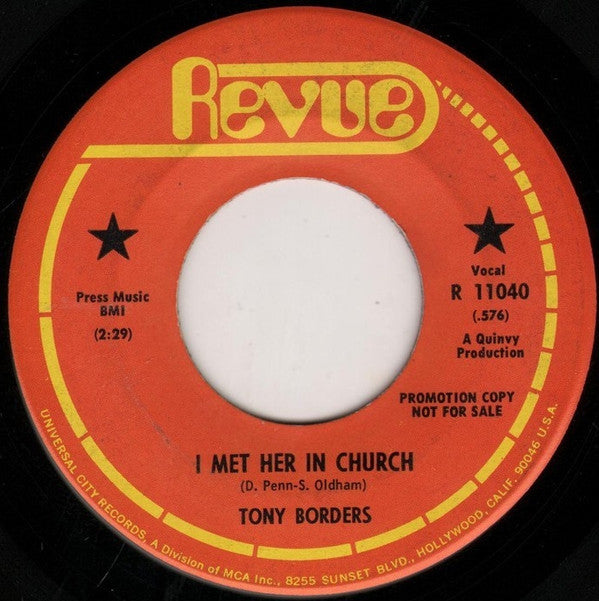 Tony Borders : I Met Her In Church / What Kind Of Spell (7", Single, Promo)