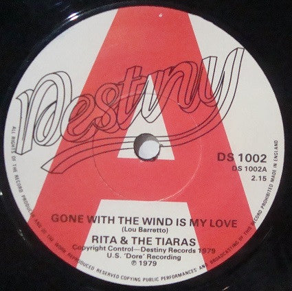 Rita & The Tiaras : Gone With The Wind Is My Love (7", Single, Promo)