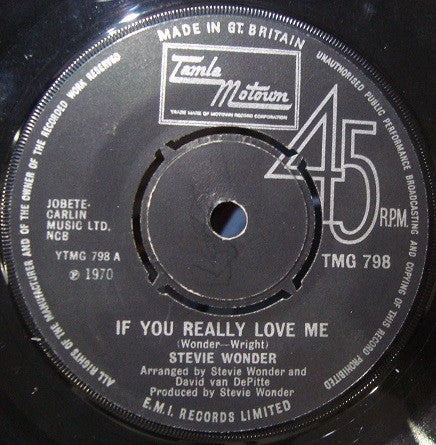 Stevie Wonder : If You Really Love Me  (7", Single, 4 p)