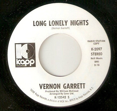 Vernon Garrett : Little Black Woman (7", Promo, She)