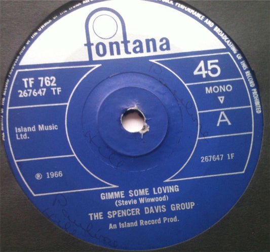 The Spencer Davis Group : Gimme Some Loving / Blues In F (7", Single, Sol)