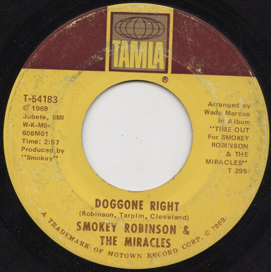 The Miracles : Doggone Right / Here I Go Again (7", Single, Mono, Ame)