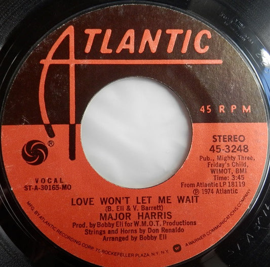 Major Harris : Love Won't Let Me Wait / After Loving You (7", Single, Styrene, Mon)