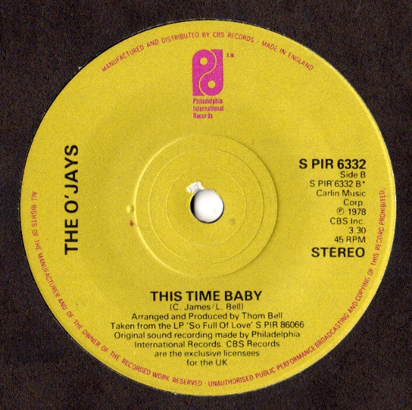 The O'Jays : Use Ta Be My Girl (7", Single, Pap)