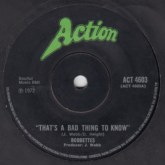 The Bobbettes : That's A Bad Thing To Know (7")