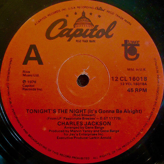 Chuck Jackson (2) : Tonight's The Night (It's Gonna Be Alright) (12", Single)