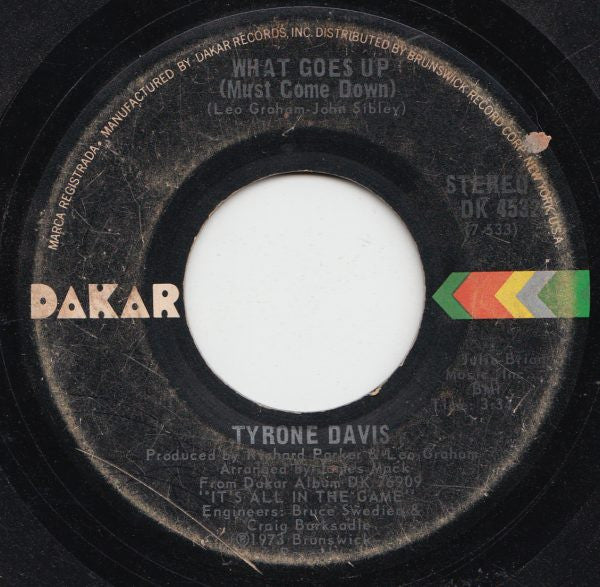 Tyrone Davis : What Goes Up (Must Come Down) (7", Single)