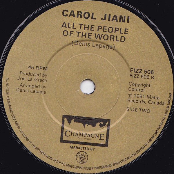 Carol Jiani : Hit 'N' Run Lover (7", Single)