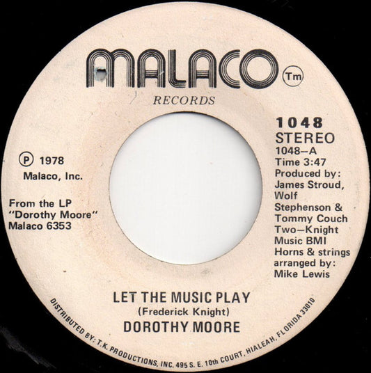 Dorothy Moore : Let The Music Play (7", Single)